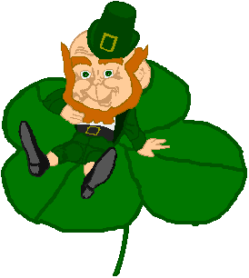 leprechaun on a lucky four leaf clover